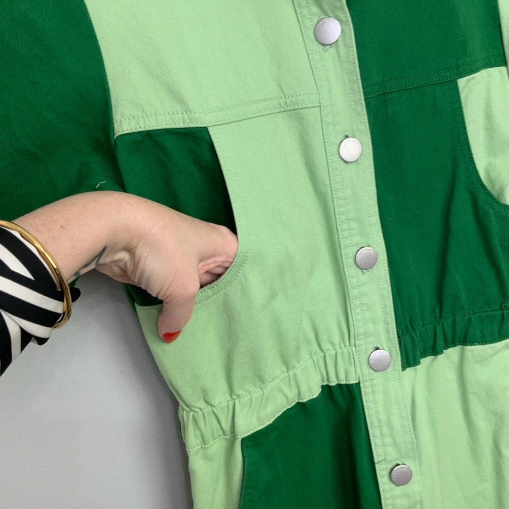 Gorman UK 6 US 2 Dee Green Colorblock Boiler Suit Coveralls Jumpsuit Pockets - Picture 2 of 9